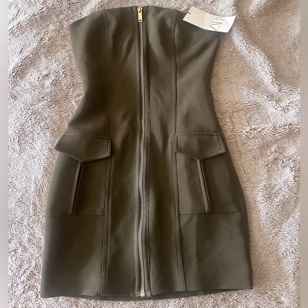✨🍃ZARA Olive Green Mini Cargo Dress✨🍃